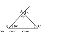 Triangle ABC with exterior angle <span class=