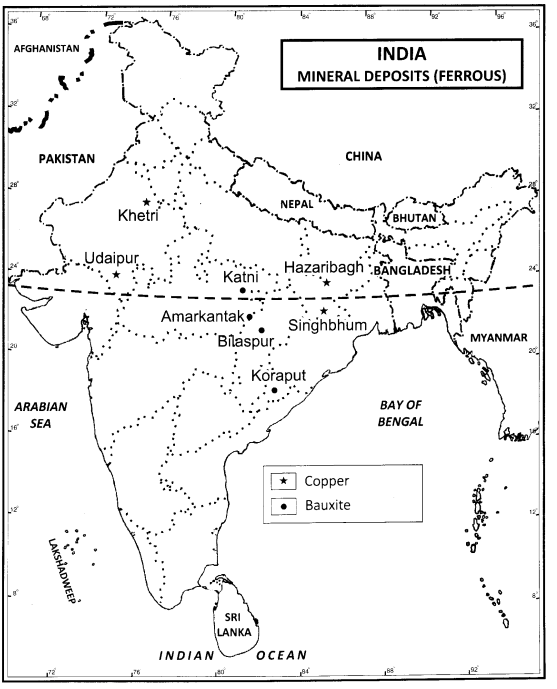 Class 12 Geography NCERT Solutions Chapter 7 Mineral and Energy Resources Map Based Questions Q2