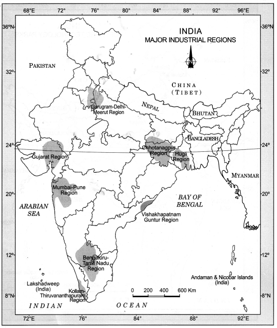 Class 12 Geography NCERT Solutions Chapter 8 Manufacturing Industries Map Based Questions Q4