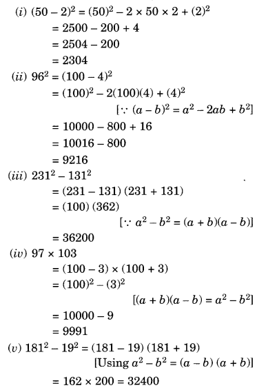 Algebraic Expressions and Identities NCERT Extra Questions for Class 8 Maths Q16