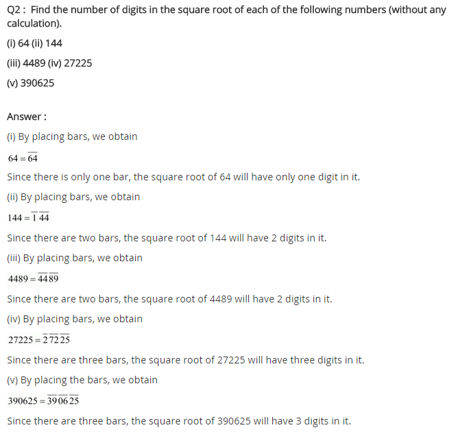 NCERT Solutions for Class 8 Maths Chapter 6 Squares and Square Roots Ex 6.4 q-2