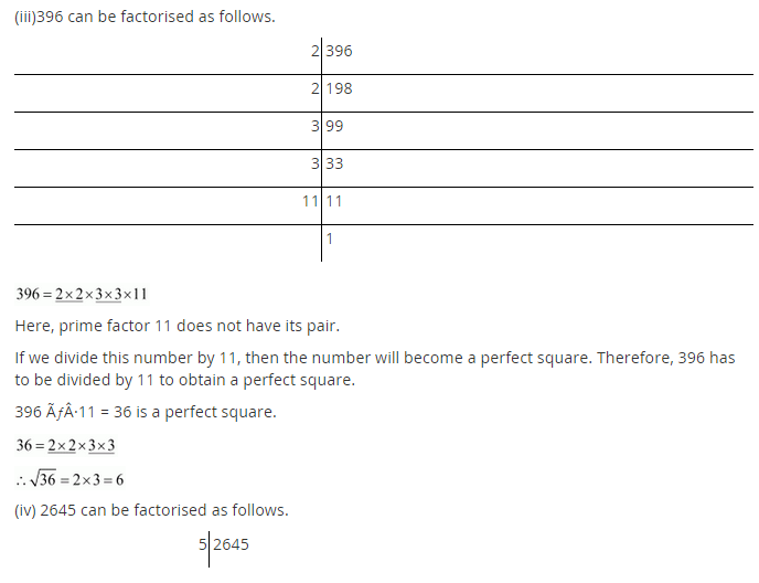 NCERT Solutions for Class 8 Maths Chapter 6 Squares and Square Roots Ex 6.3 Q6.1