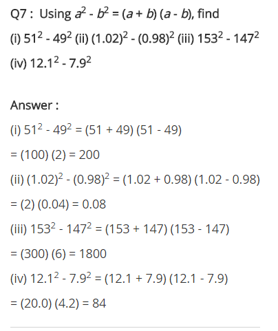 NCERT Solutions for Class 8 Maths Chapter 9 Algebraic Expressions and Identities Ex 9.5 q-7